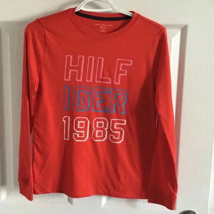 TOMMY HILFIGER Brand Print Round-Neck Cotton T-shirt red L (12 - 14)